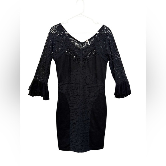 Free People City Girl Boho Dress Crochet Witchy Whimsigoth Fairy Grunge Large - Picture 2 of 8